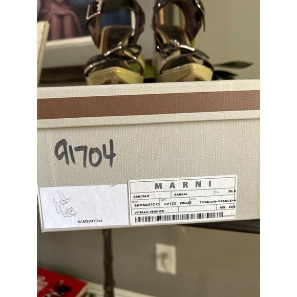 Marni Leather Colorblock Peep Toe Sandals Multicolor Womens Size 36.5 - Picture 11 of 11